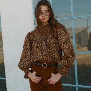 DOEN Amoret Top in Noir Fleurs D'Avignon Floral Size XS